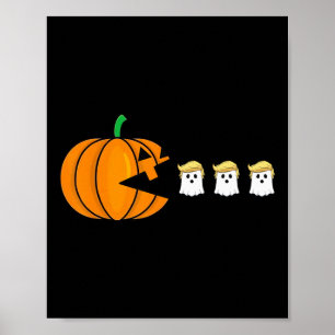 Poster Drôle Halloween Citrouille manger Trump Ghost Mens