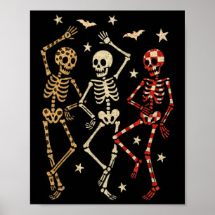 Poster Drôle Halloween Éffrayants os Crâne Danser Cadeau 