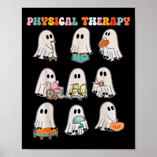 Poster Drôle Halloween Ghost Physiothérapie Pt Physique (Devant)