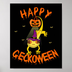 Poster Drôle Halloween mignon Crested Eyelash Gecko Citro