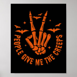 Poster Drôle Halloween squelette chute main les gens me d