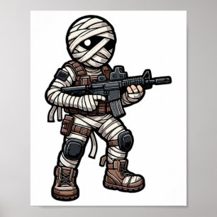 Poster Drôle Halloween tactique maman armée hommes vétéra