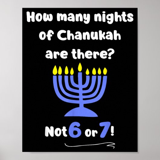Poster Drôle Hanukkah 67 Mème Professeur Combien de nuits (Devant)
