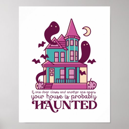 Poster Drôle Haunted House Citation Horreur Film Hallowee (Devant)