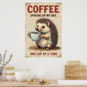 Poster Drôle Hérisson Café - Spider Up My Day One (Cuisine)