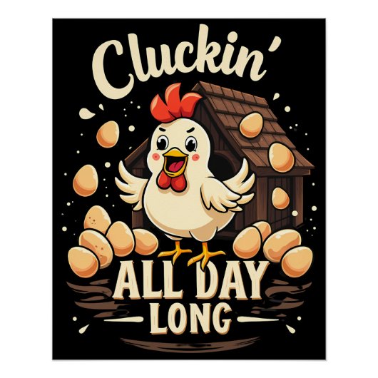 Poster Drôle Humour de poulet Rustique ferme (Devant)