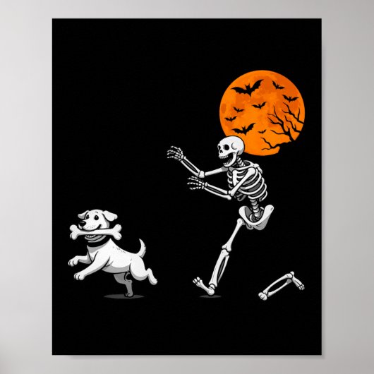 Poster Drôle Humour Éffrayant Halloween squelette chasse (Devant)