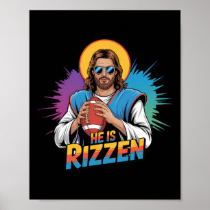 Poster Drôle Il Est Rizzen Jesus Chemise Football Garçons