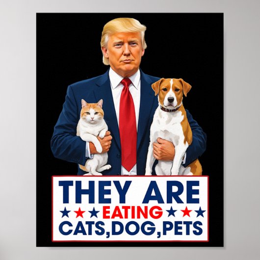 Poster Drôle Ils Mangent Les Chiens Les Chats Les Animaux (Devant)