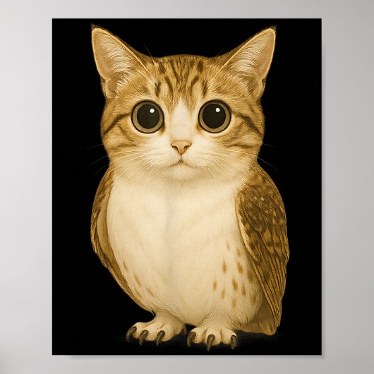 Poster Drôle Internet tendance mème maudit Chat Chouette (Devant)