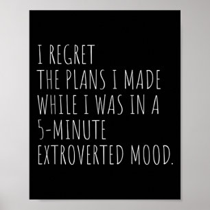 Poster Drôle Introverti Plans Citation Introvert Graphic