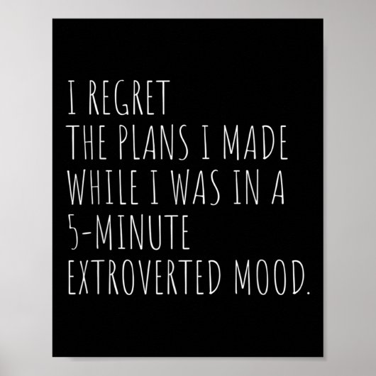Poster Drôle Introverti Plans Citation Introvert Graphic (Devant)