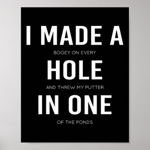 Poster Drôle, j'ai fait un trou en un Disc Golf et golfan