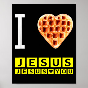 Poster Drôle J'Aime Jésus Gaufre Cœur Christian Petit Déj