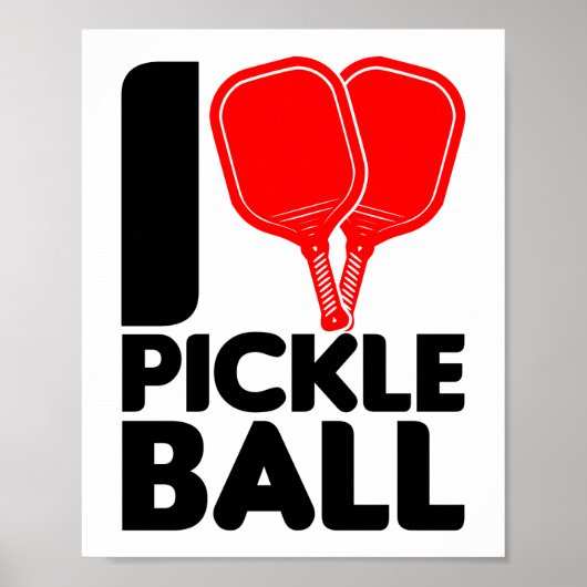Poster Drôle J'Aime Le Coeur Du Pickleball (Devant)