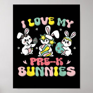 Poster Drôle J'Aime Mes Lapins Pré-k Enseignant Préscolai