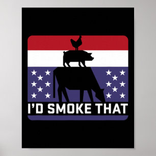Poster Drôle je fumerais ce barbecue Retro Grilling Bbq