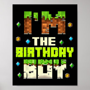 Poster Drôle je suis le garçon d'anniversaire vidéo gamer