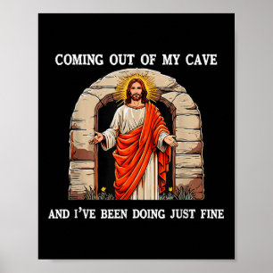 Poster Drôle Jésus De Pâques Sortant De Ma Grotte Retro H