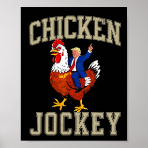 Poster Drôle Jockey de poulet Trump