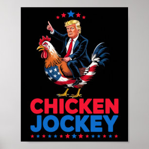 Poster Drôle Jockey de poulet Trump Mème