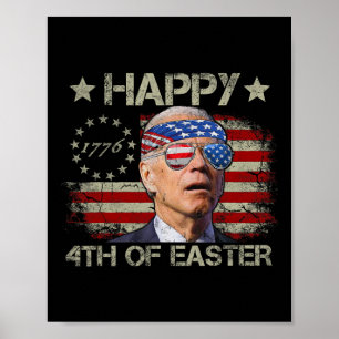 Poster Drôle Joe Biden 4 Juillet Joyeux 4 Paques États-Un