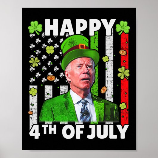 Poster Drôle Joe Biden Happy 4 juillet Confus St Part (Devant)