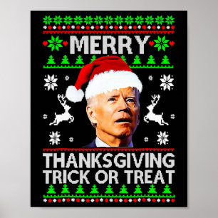 Poster Drôle Joe Biden Joyeux Thanksgiving Trick Or Treat