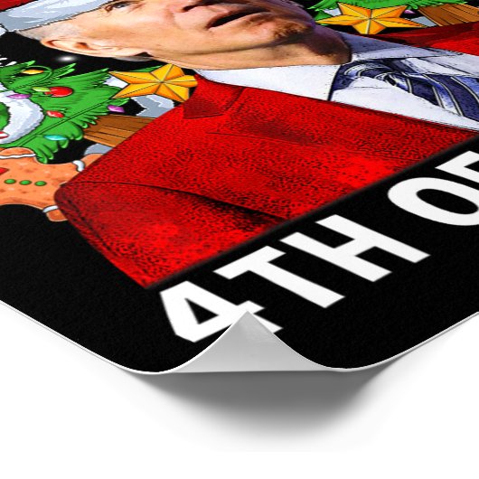 Poster Drôle Joe Biden Noël Santa Hat Joyeux 4e De E (Coin)