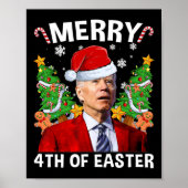 Poster Drôle Joe Biden Noël Santa Hat Joyeux 4e De E (Devant)
