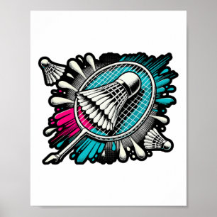Poster Drôle Joueur Badminton Love Shuttle Design 17