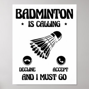 Poster Drôle Joueur Badminton Love Shuttle Design 2