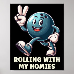 Poster Drôle Joueuse De Bowling Hommes Femmes Roulant Ave