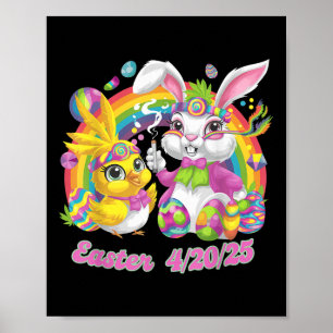 Poster Drôle Joyeux lapin de Pâques Fumer les mauvaises h