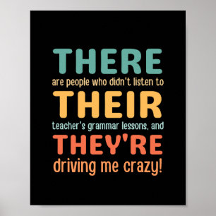 Poster Drôle là-bas Ils sont professeur de grammaire angl