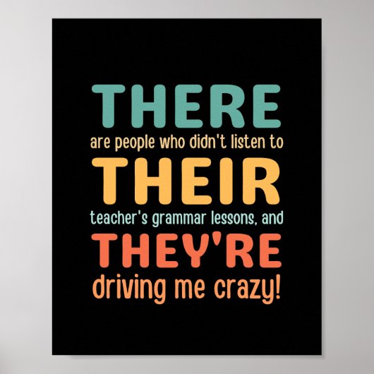 Poster Drôle là-bas Ils sont professeur de grammaire angl (Devant)