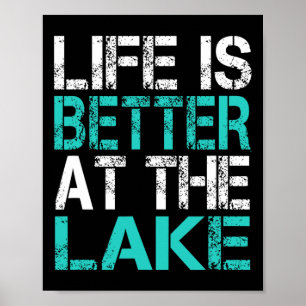 Poster Drôle La vie est meilleure au lac Camping été Va