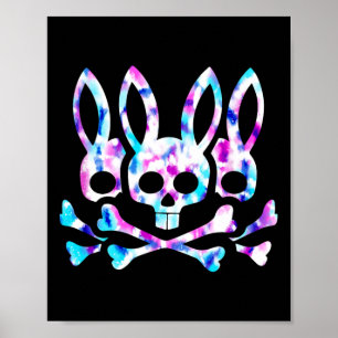 Poster Drôle Lapin de Pâques Retro Tie Dye Bunny Skull Cr