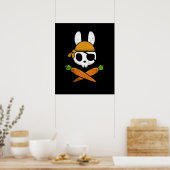 Poster Drôle lapin lapin de Pâques Pirate crâne et carott (Cuisine)