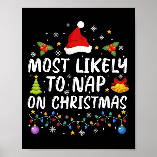 Poster Drôle Le Plus Probable De Faire La Sieste À Noël (Devant)