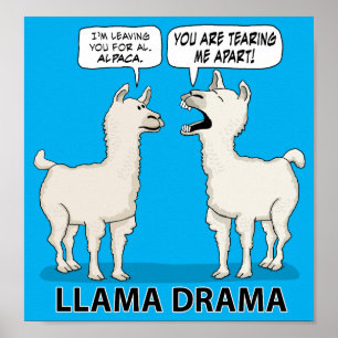 Poster Drôle Llama Drama