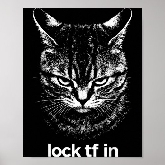 Poster Drôle Lock TF dans Chat Graphique Motivation Rétro (Devant)