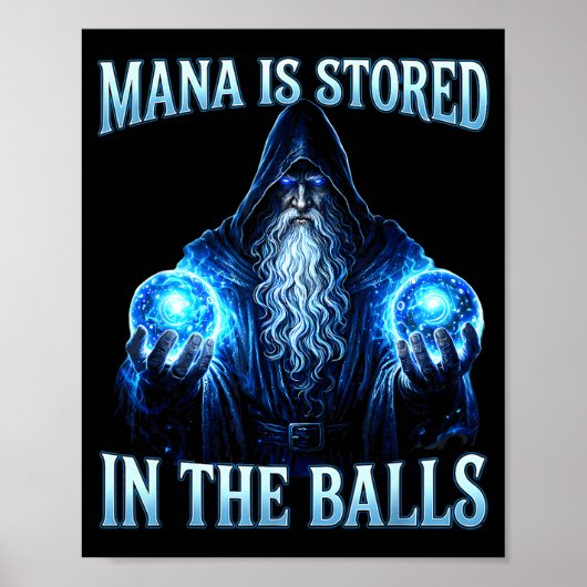 Poster Drôle magicien sorcier mana est stocké dans (Devant)