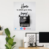 Poster drôle maison immobilière où commence votre histoir (Bureau à domicile)