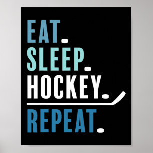 Poster Drôle Manger Dormir Hockey Répéter Hockey Sur Glac