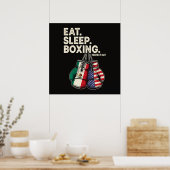 Poster Drôle Manger Dormir Répéter Boxe (Cuisine)
