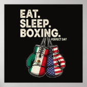 Poster Drôle Manger Dormir Répéter Boxe (Devant)