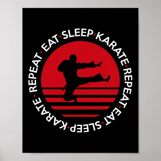 Poster Drôle Manger Sleep Karate Répéter (Devant)