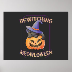 Poster Drôle Meowloween 