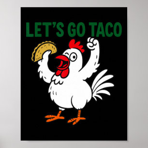 Poster Drôle Mexicain Poulet Tee Rooster Design Avec Lais